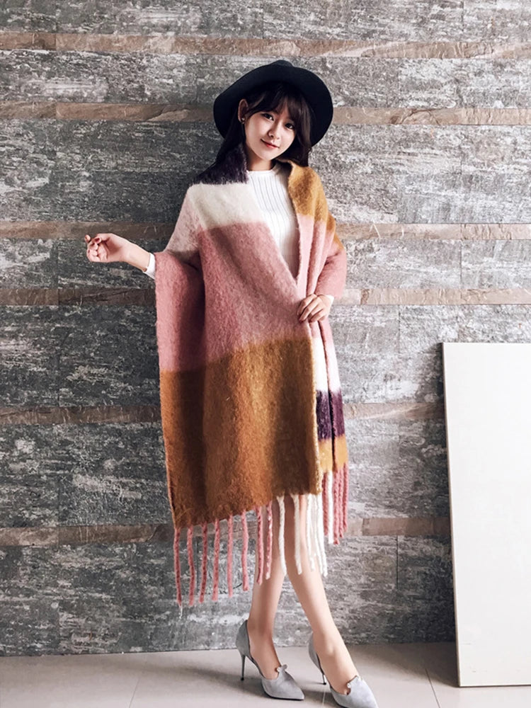 Free Shipping 2023 Winter Plaid Vintage Scarf Women