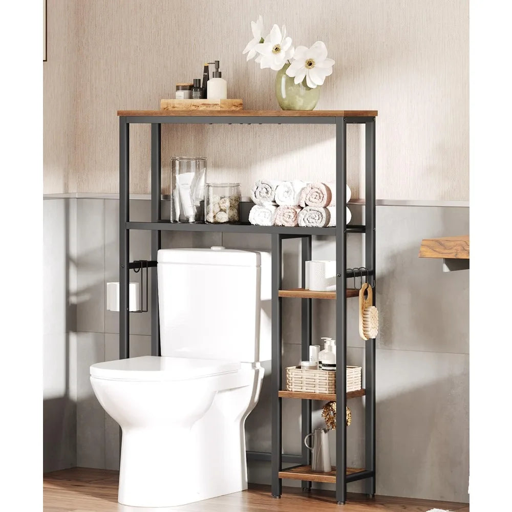 Over The Toilet Storage, 5-Tier Industrial Bathroom Organizer,