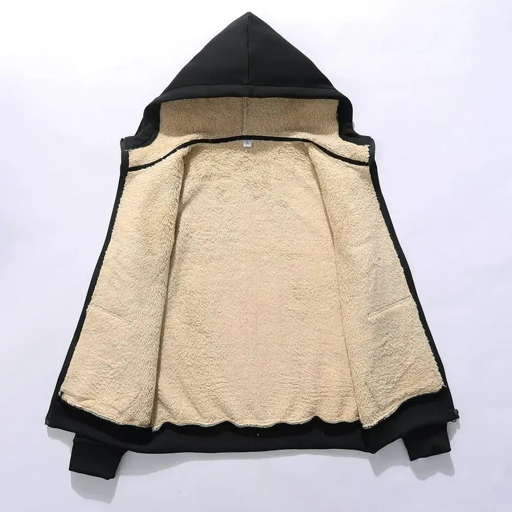 Winter Thicken Lambswool Hoodies Warm Long Sleeve Zipper