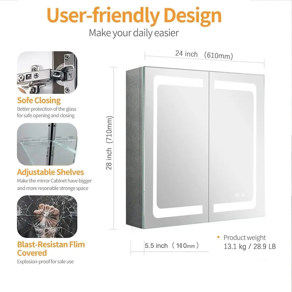 Janboe 24 Inch X 28 Inch Illuminated Led