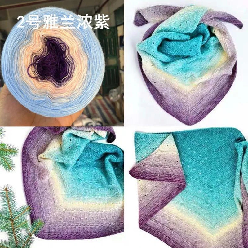 300g Cake Gradient Color Crocheted Shawl Blanket DIY
