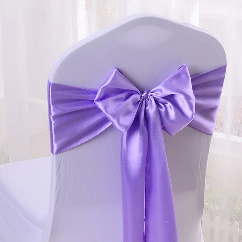 10/50/100pcs Satin Chair Bow Sashes Wedding Chair Knots