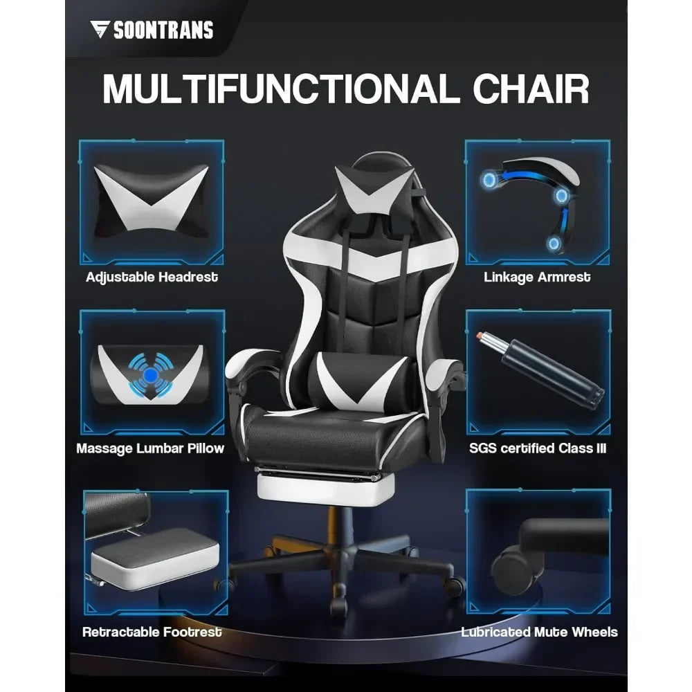 Reclining Chair Office (Polar White) Ergonomic Gamer Chair