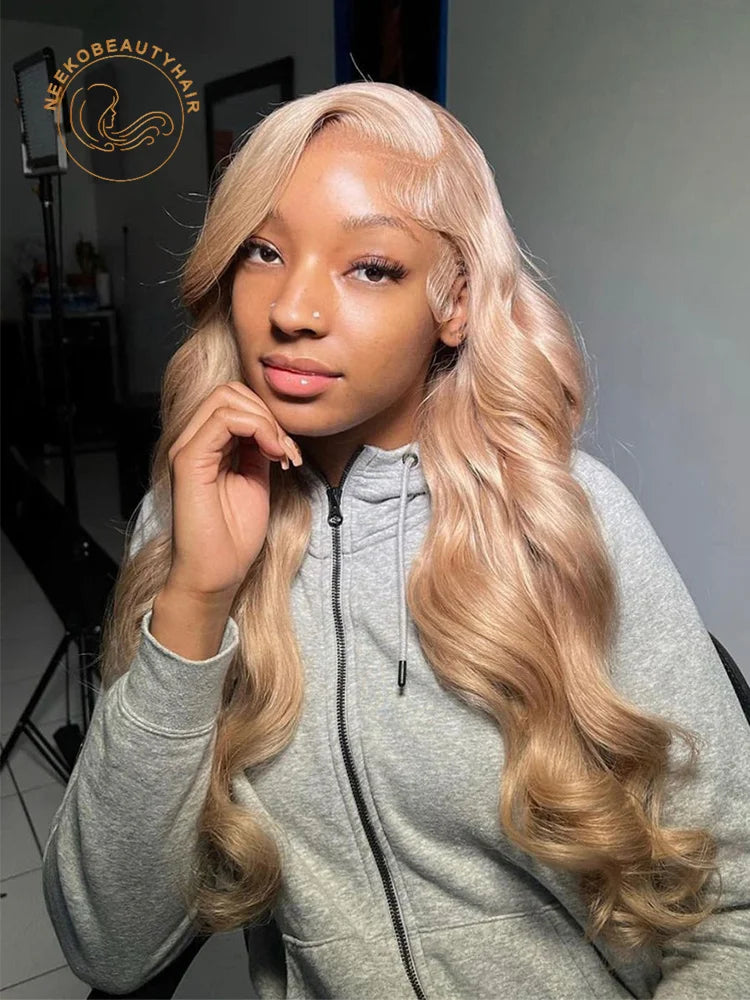 Honey Blonde Colored Body Wave Lace Front Human