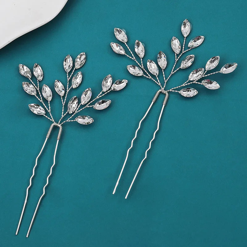 Bride Hairpins Wedding Hair Accessories Trendy Crystal U-shaped