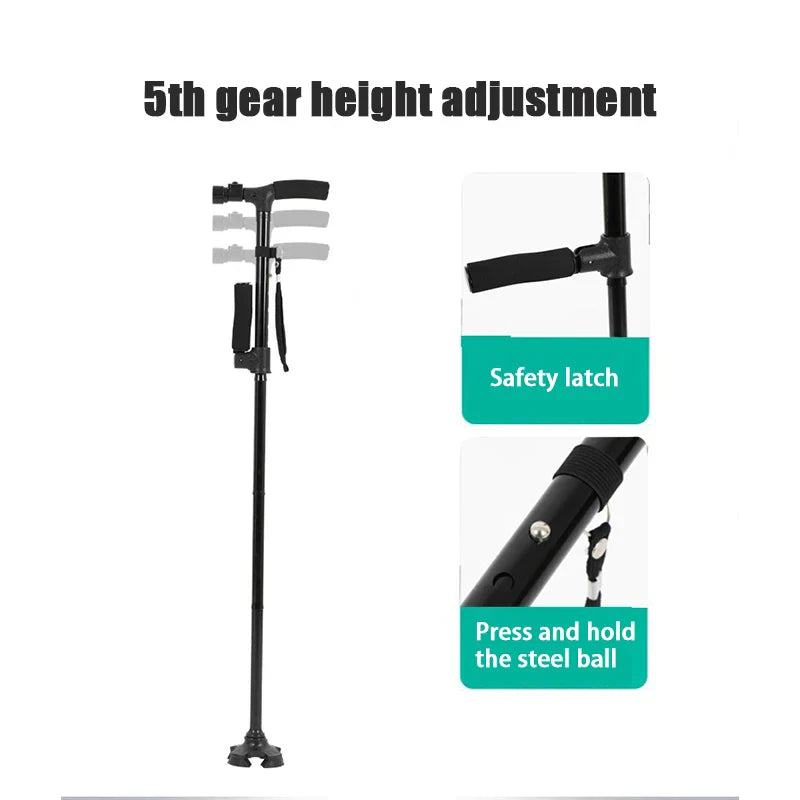 95cm Folding Trekking Poles Double Handle Walking Sticking