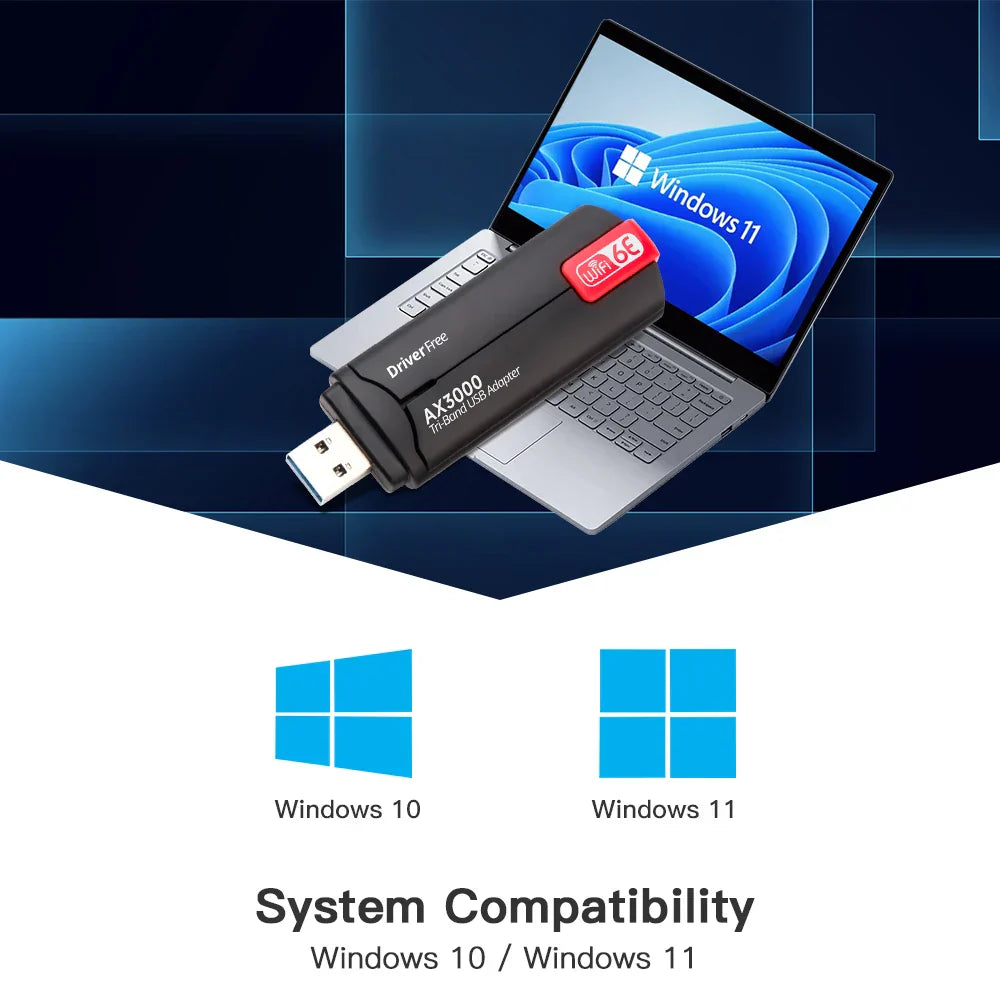 5400Mbps USB Wifi6E Adapter 2.4G&5G&6GHz USB 3.0 Wifi