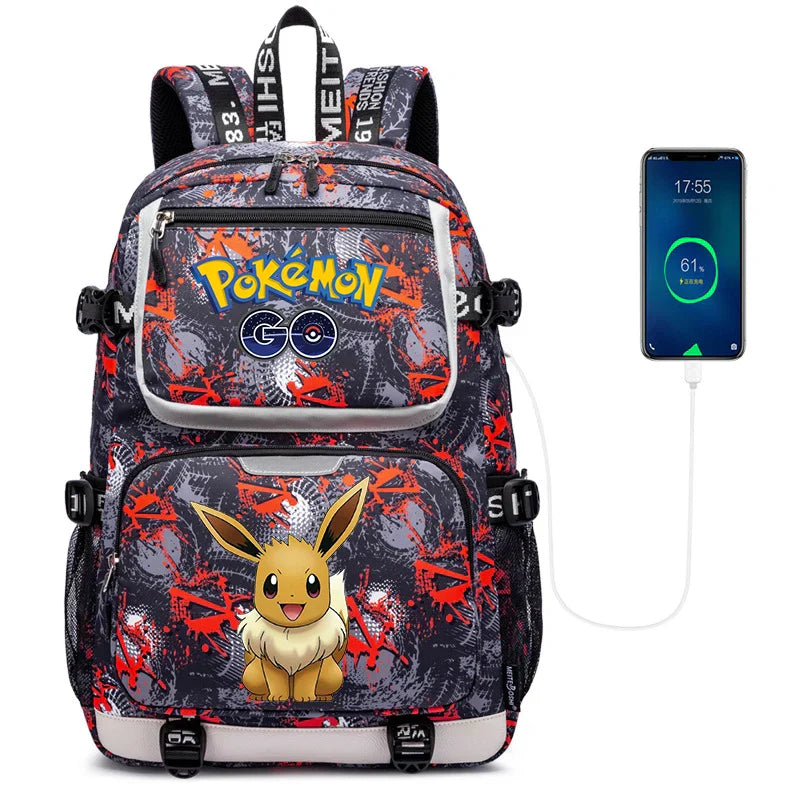 Pokemon Squirtle Cartoon School Bag USB Charging Large