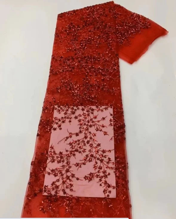 Green French Sequins Net Lace Fabric 2023 High