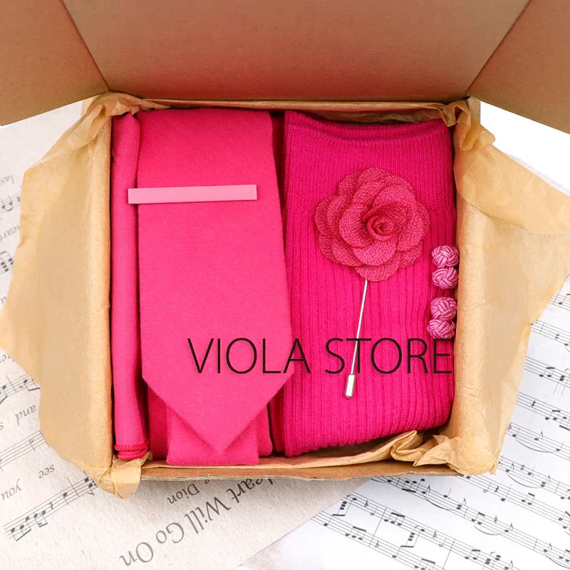 Viola Design 5PCS Gift Box Solid Cotton Sock
