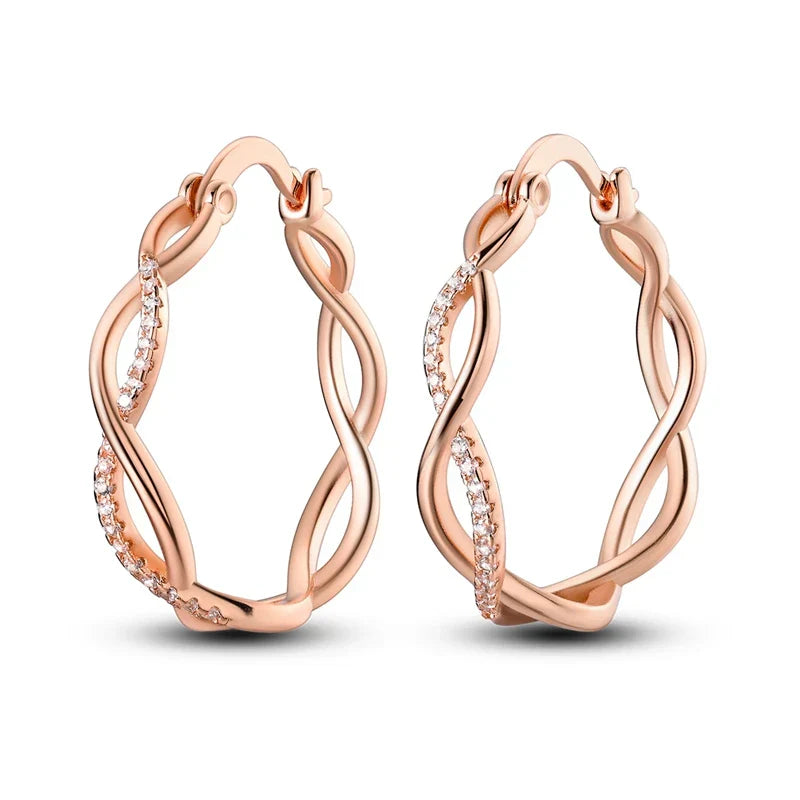 Rose Gold Hoop Earrings For Women 925 Silver