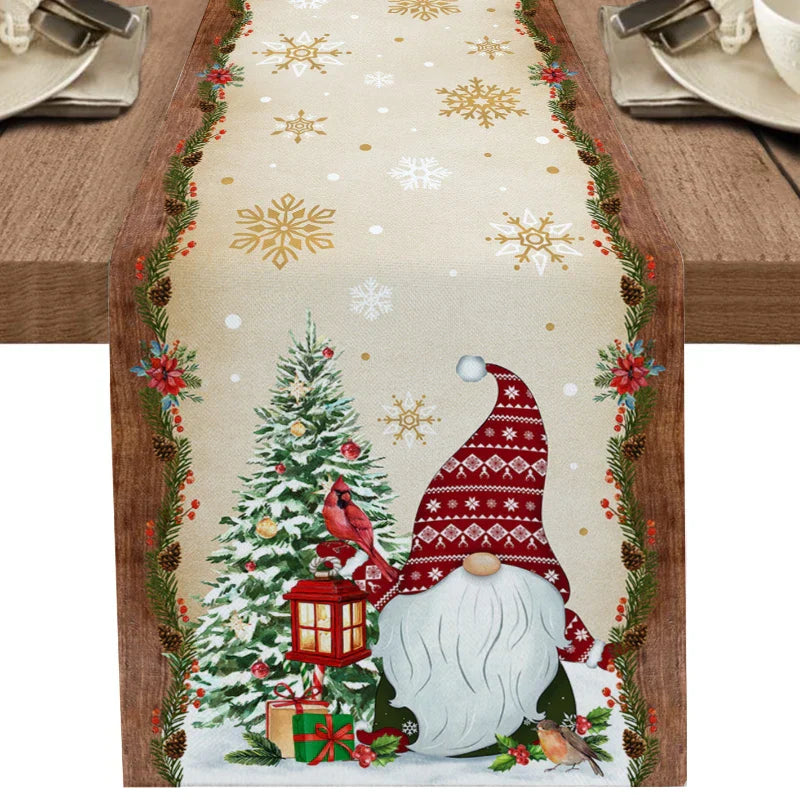 Christmas Tree Snowman Linen Table Runners Kitchen Dining