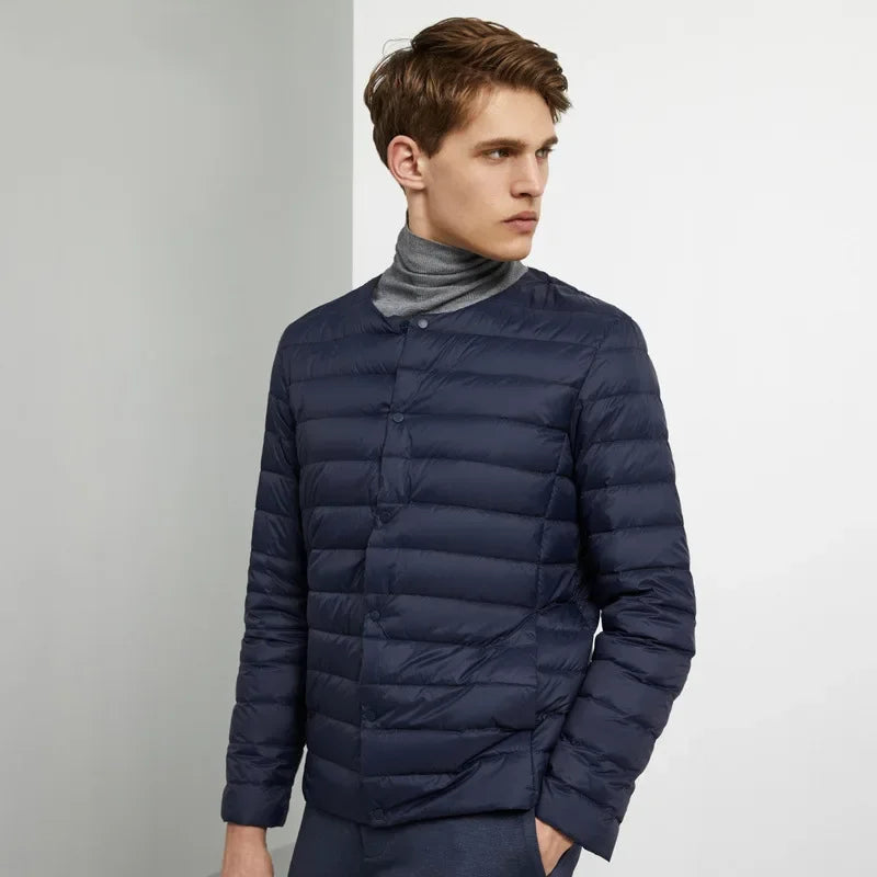 Men's Liner Duck Down Jacket O-neck Variable V-neck