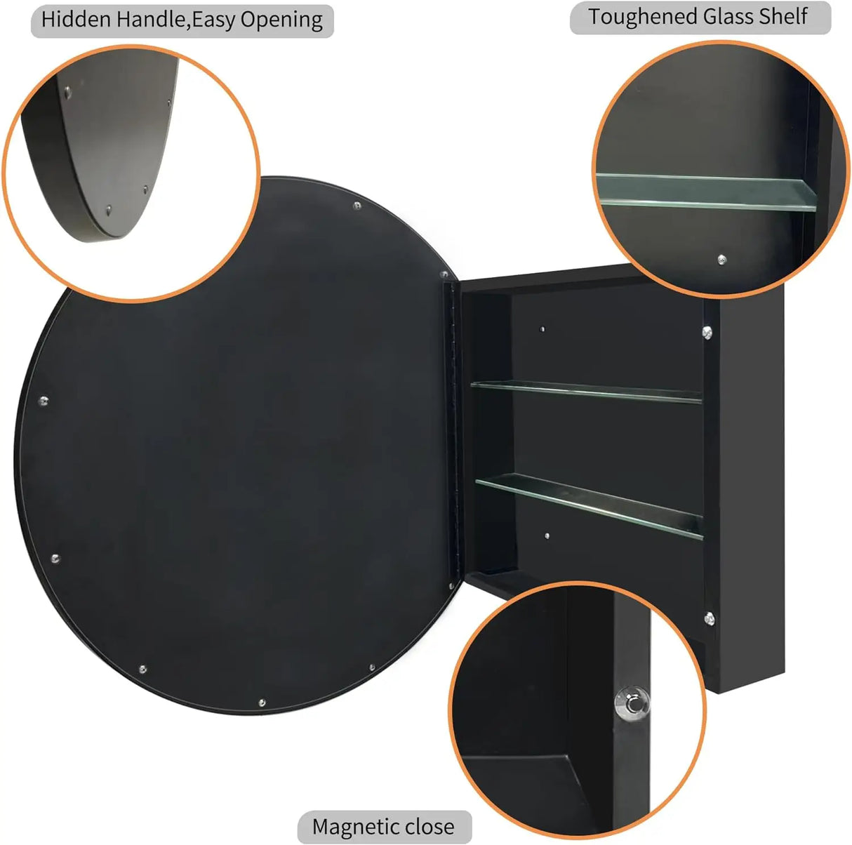 HESONTH 28 x 28 Inch Round Medicine Cabinet