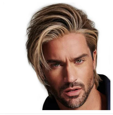 SuQ Men's Short Wig Synthetic Hair Smooth Natural