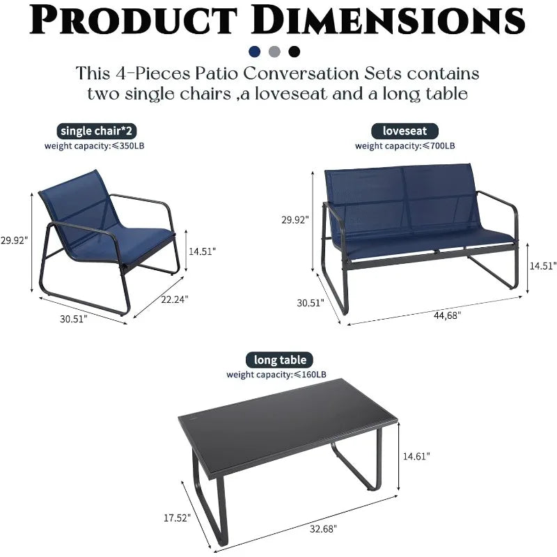PAIQIAN 4-Pieces Patio Furniture Set Patio Furniture Outdoor
