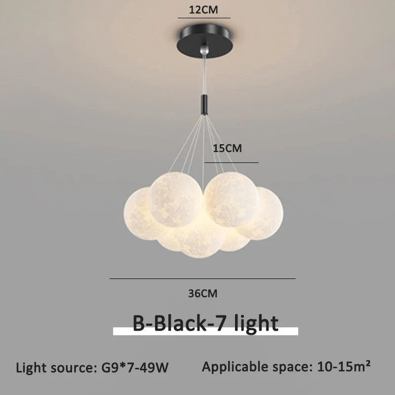 Modern 3D Moon Bubble Chandeliers Children's Room Decor