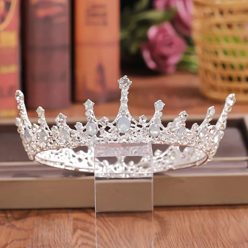 Crystal Rhinestone Round Crown Tiara Hair Jewelry Wedding