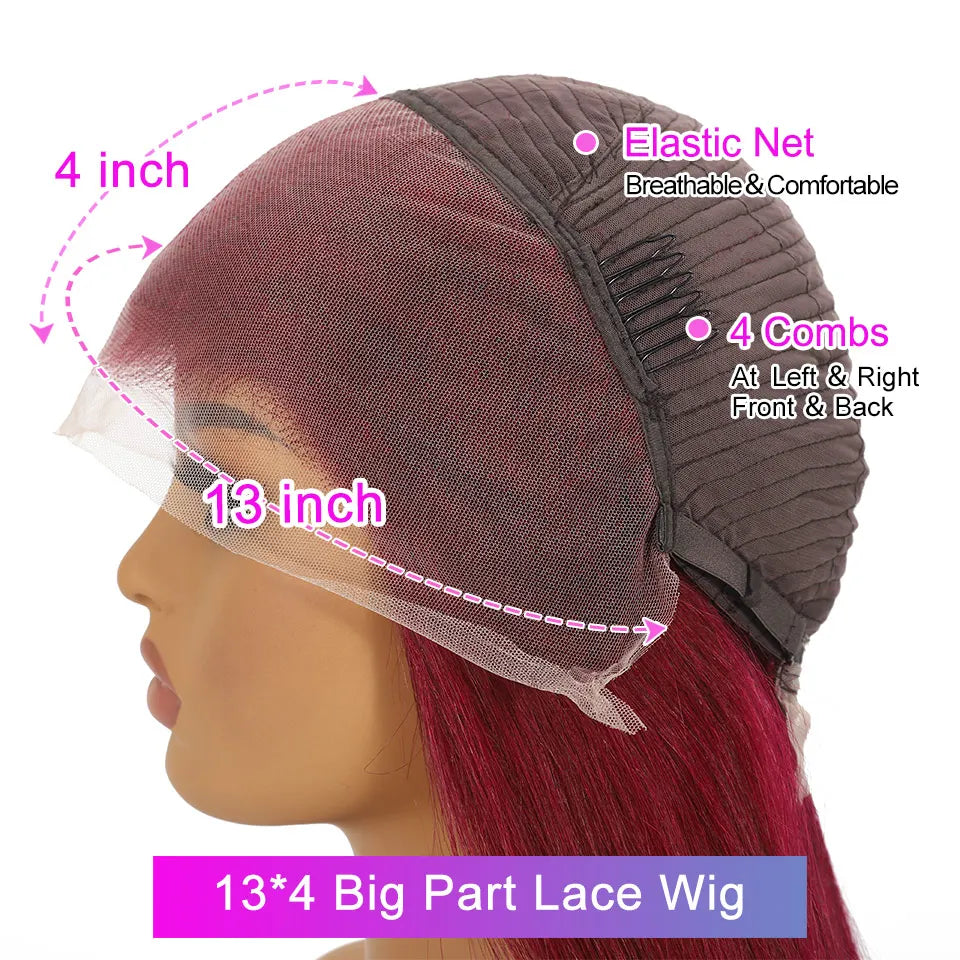 99J Burgundy 13x6 Lace Front Human Hair Wig