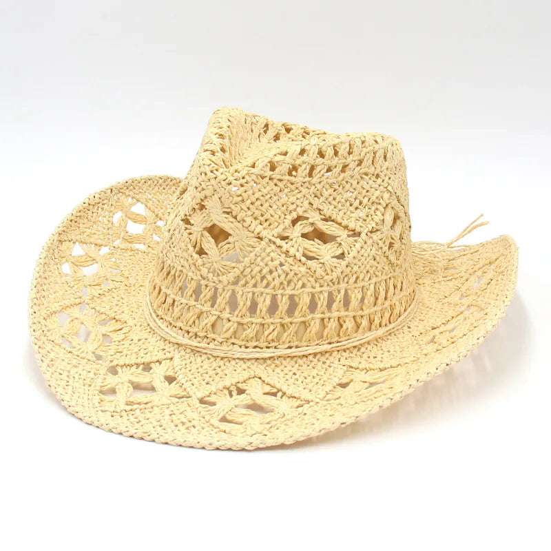 Spring and Summer New Hollow Cowboy Hat Hand-woven