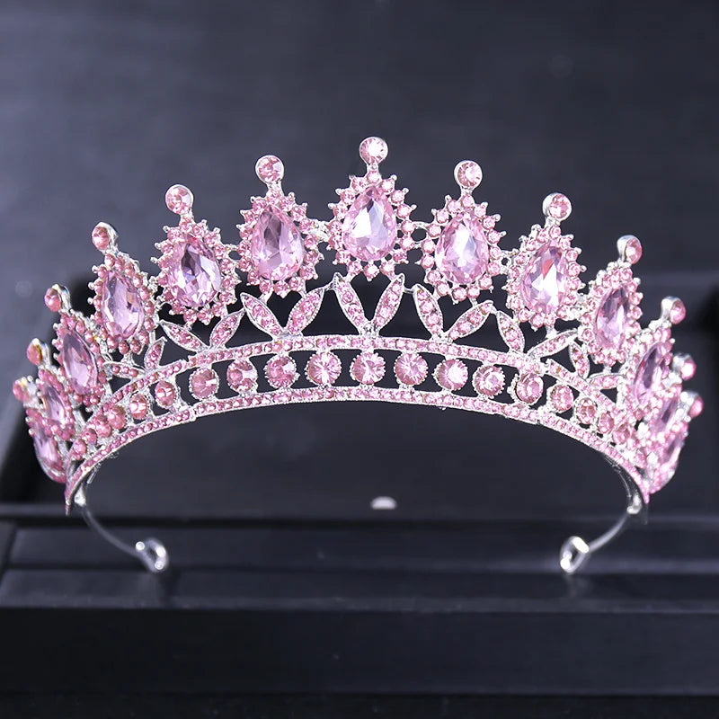Pink Crystal Tiaras And Crowns For Women Bride