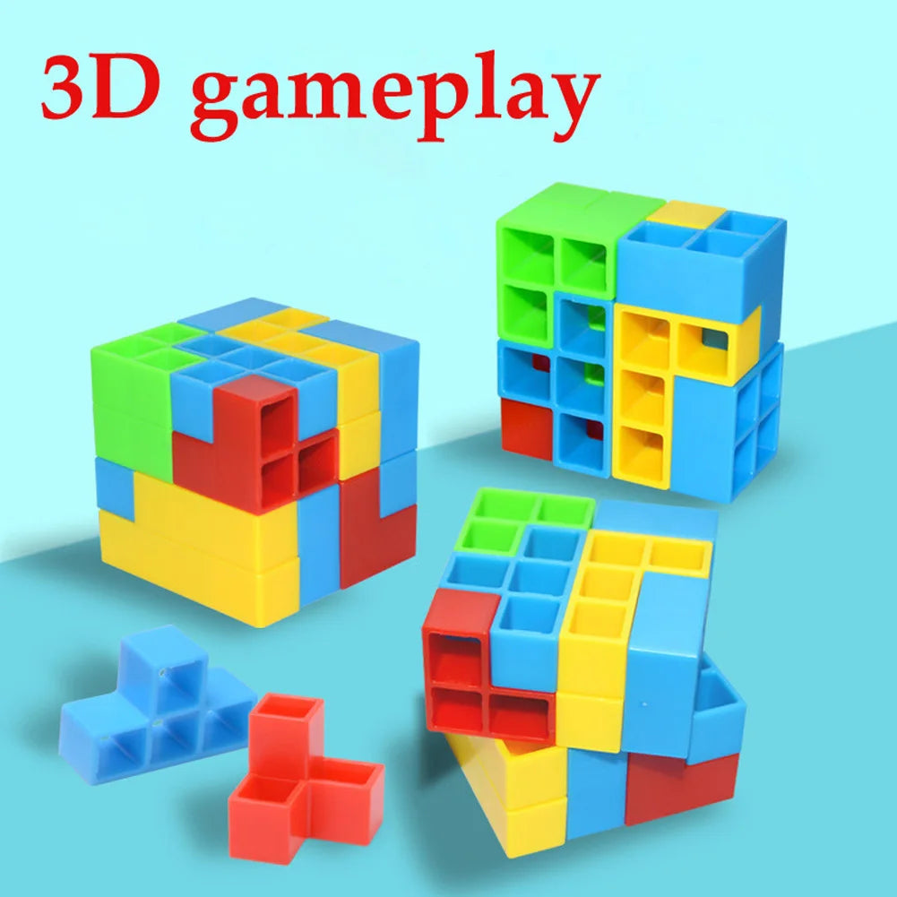 48-64Pcs Tetra Tower Game Stacking Blocks Stack Building