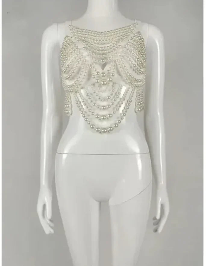 Body Chain Jewelry Pearl Sexy Beaded Collar Shoulder