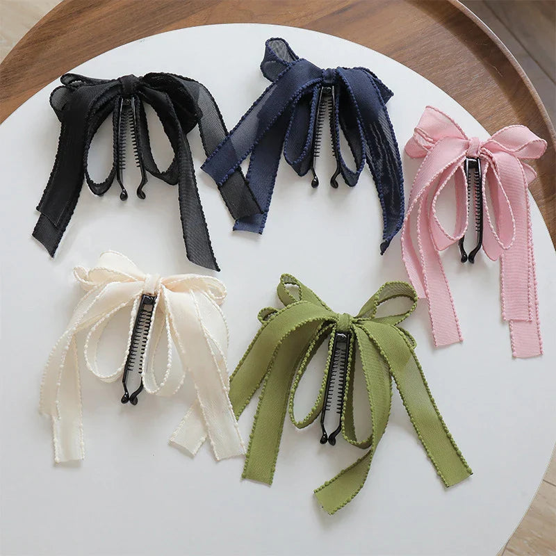 Trendy Ribbon Bow Banana Clip Women Girl Colour