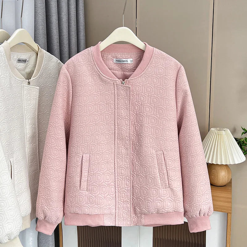 Womens Plus Size Baseball Jacket Autumn Casual Clothing