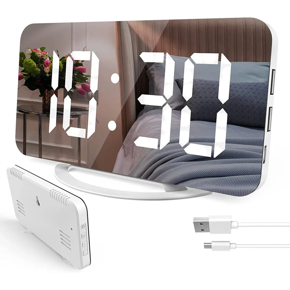 New Digital Alarm Clock 7" Large LED Mirror