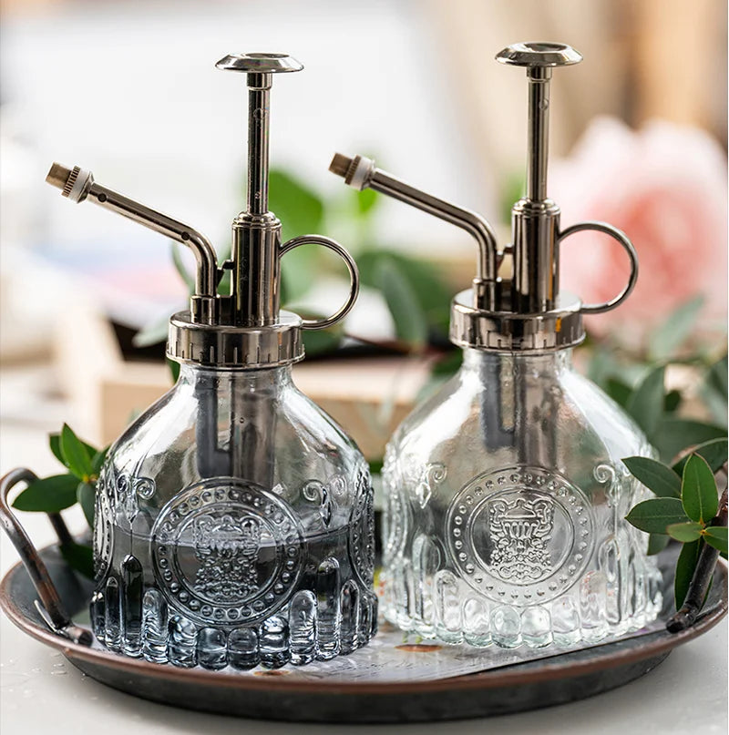 Glass Embossed Air Pressure Gardening Small Watering Can