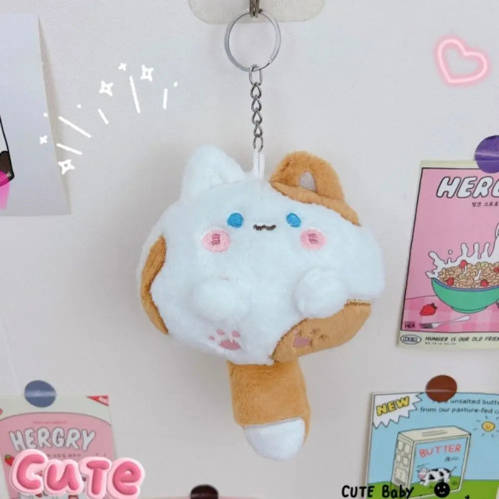 Squeak Long Tailed Cat Plush Keychain Cartoon Cute