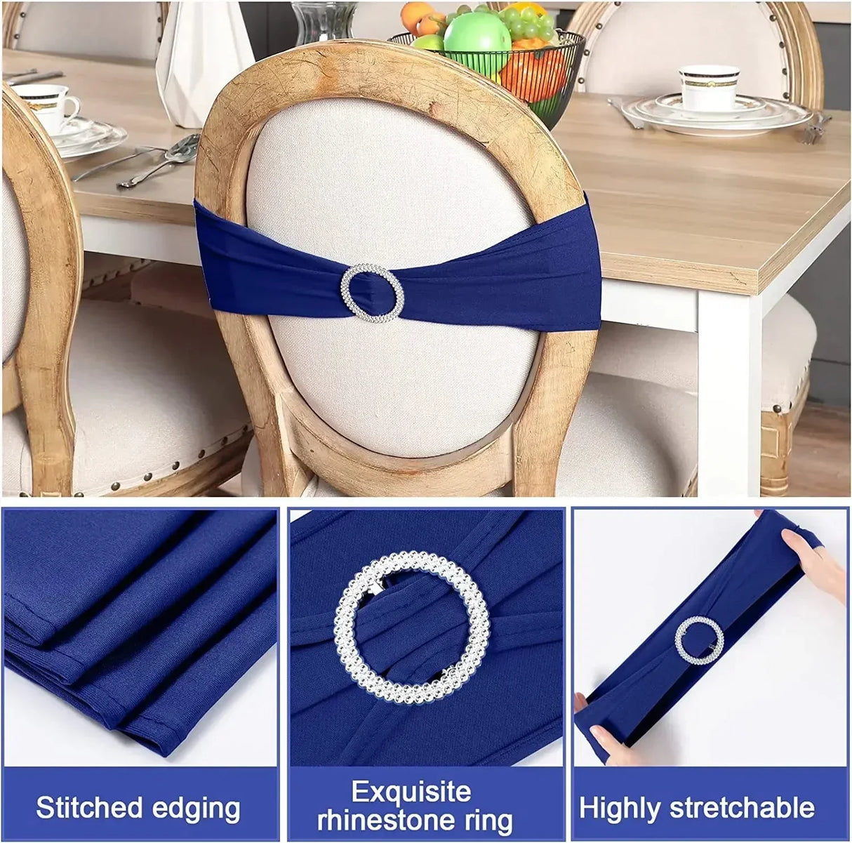 20 Pieces Polyester Spandex Chair Sashes Bands Stretch