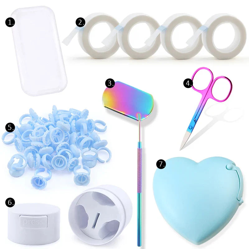 Eyelash Extension Supplies Set Glue Rings Tape Cutter