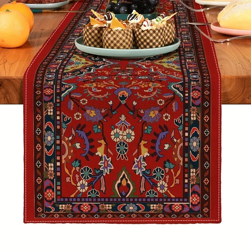 Bohemian Geometric Pattern Table Runner Linen Kitchen Decoration