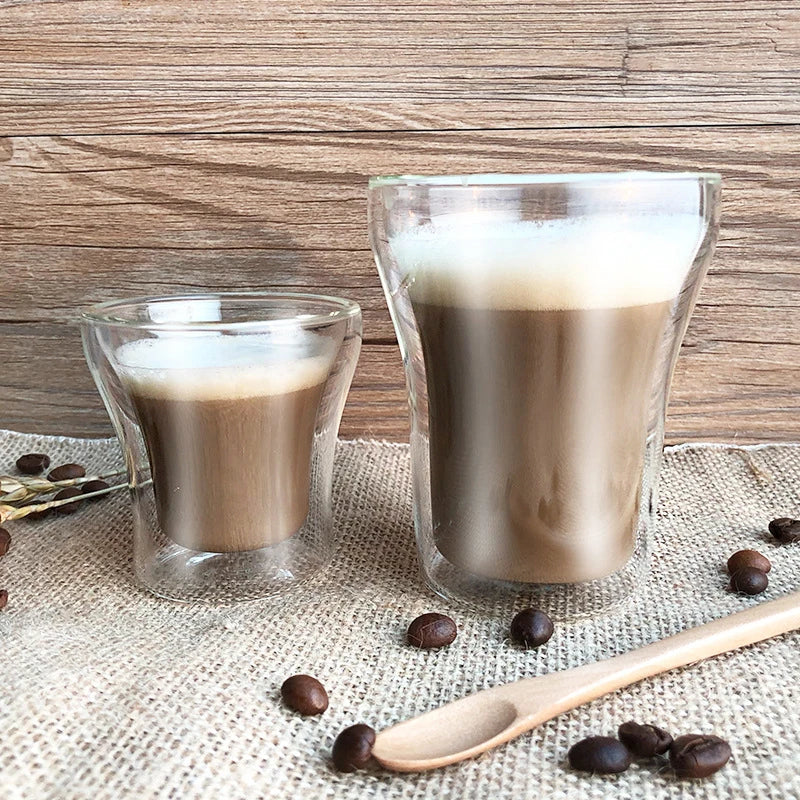80/200ml Clear Double Wall Glass Espresso Coffee Cup