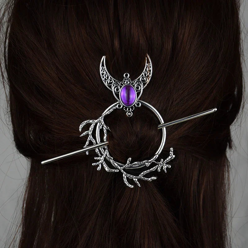 Witch Woodland Goddess Crescent Moon Dragonfly Hairstick Fairy