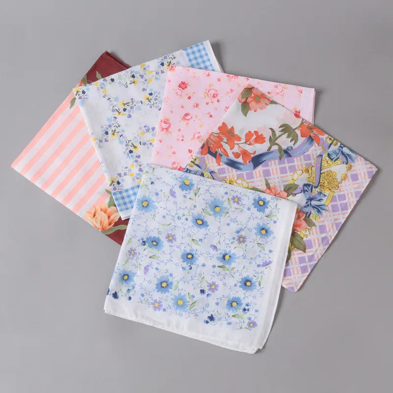 3Pcs 43x43cm Square Flower Printed Lady Women Handkerchiefs