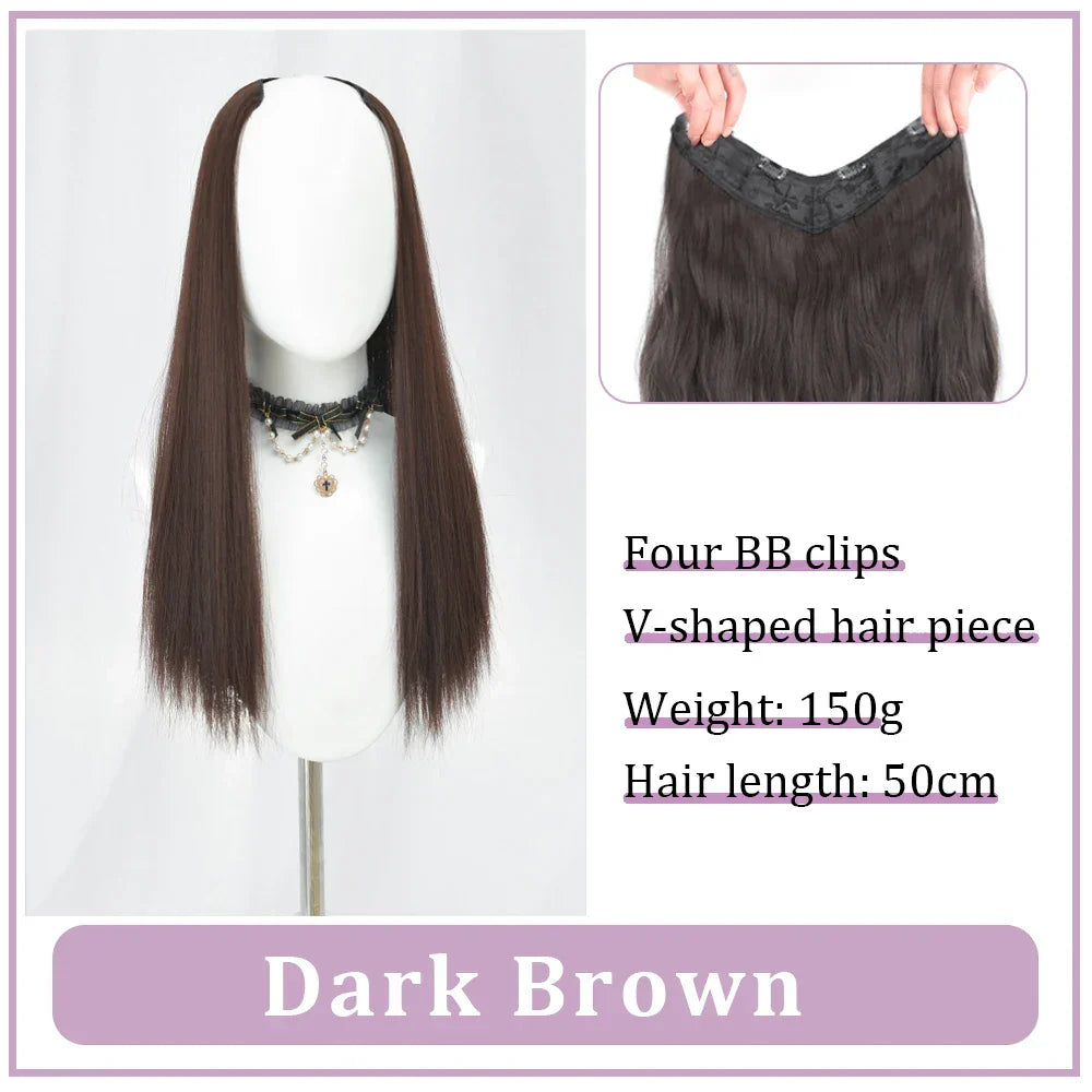 WEILAI Women's V-Shaped Long Hair Extension Synthetic Wig