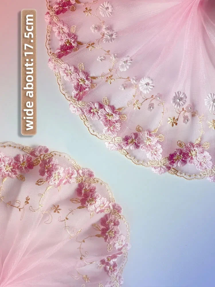 11/17.5cm Wide Mesh Tulle Beaded Embroidery Guipure Lace