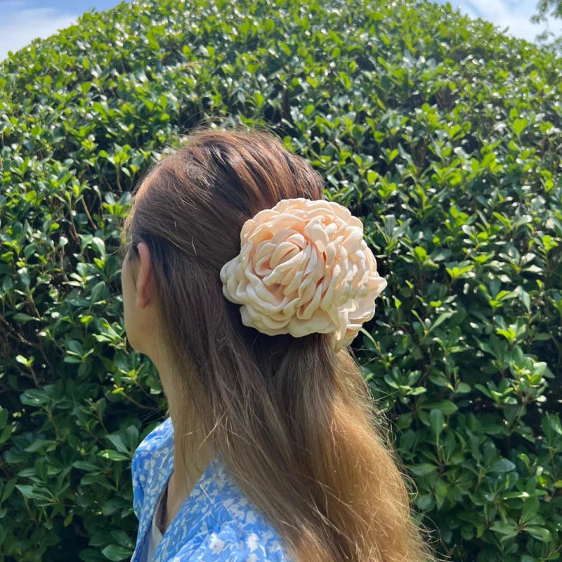 Fabric Rose Flower Crab Hair Clip Ins Popular