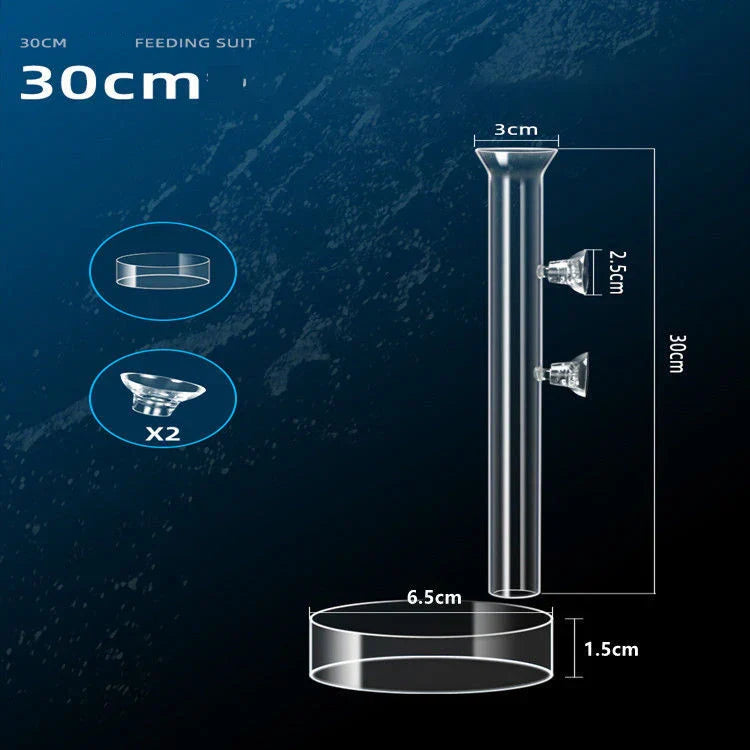 Aquarium Feeding Tube Dish Clear Glass Fish Tank