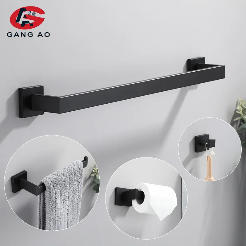 Bathroom Hardware Set Accessories Matt Black Shelf Robe
