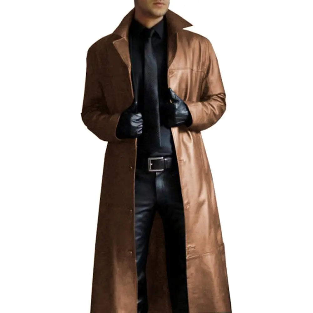 2023 New Men Lapel Goth Punk Black Long