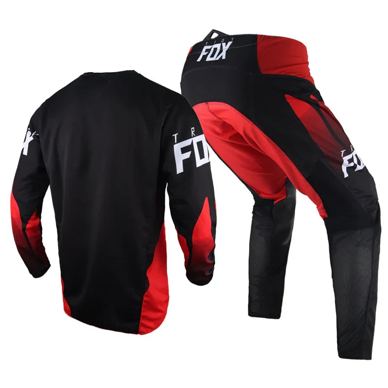 2022 Off-Road MX Racing Jersey & Pants Combo – Black/Red Gear Set