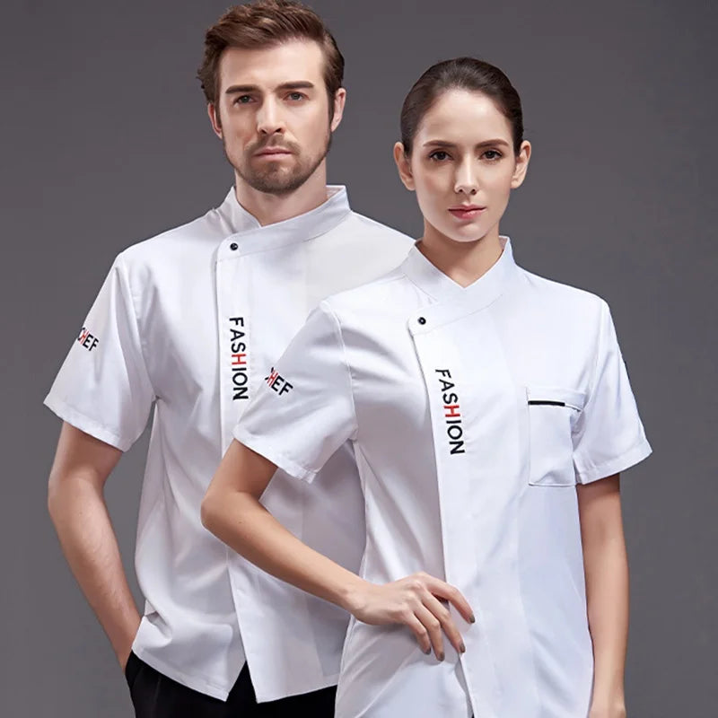 Chef Uniform Short Sleeve Restaurant Cook Coat Women