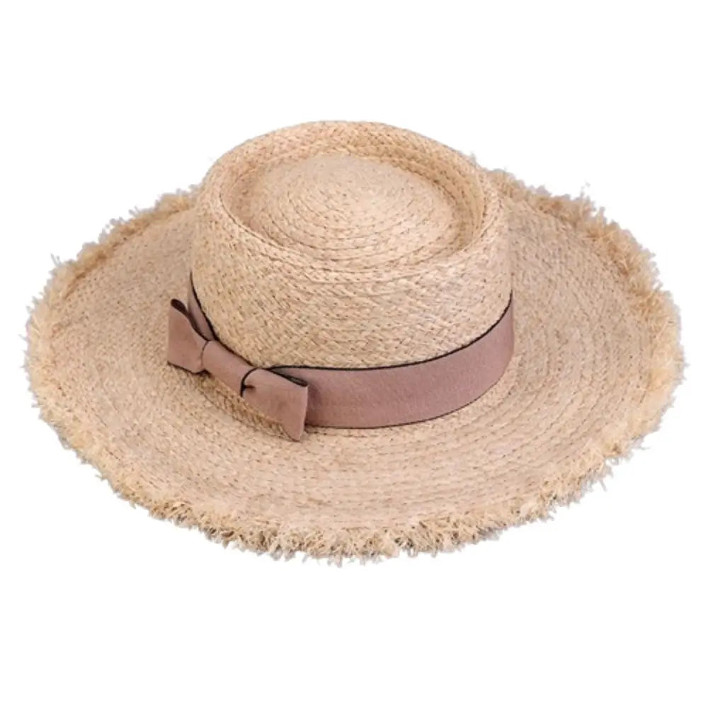 Wide Brim Sun Hats Fashion Flat Top Bowknot