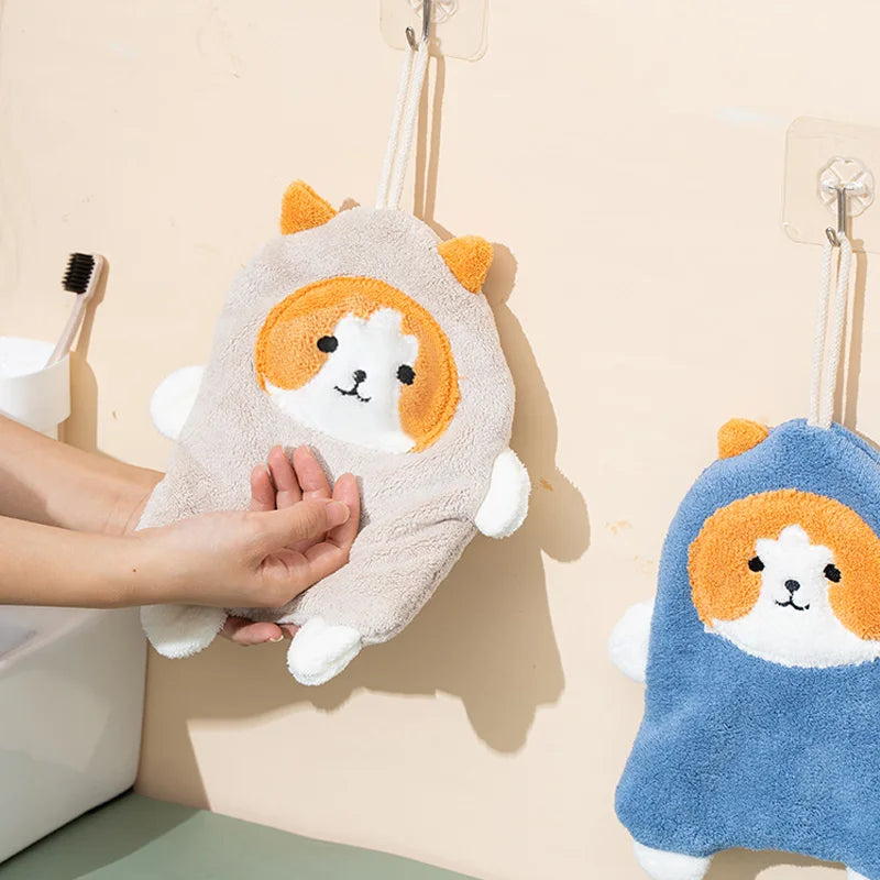 Cute Coral Plush Cat Wipe Towel Microfiber Hand