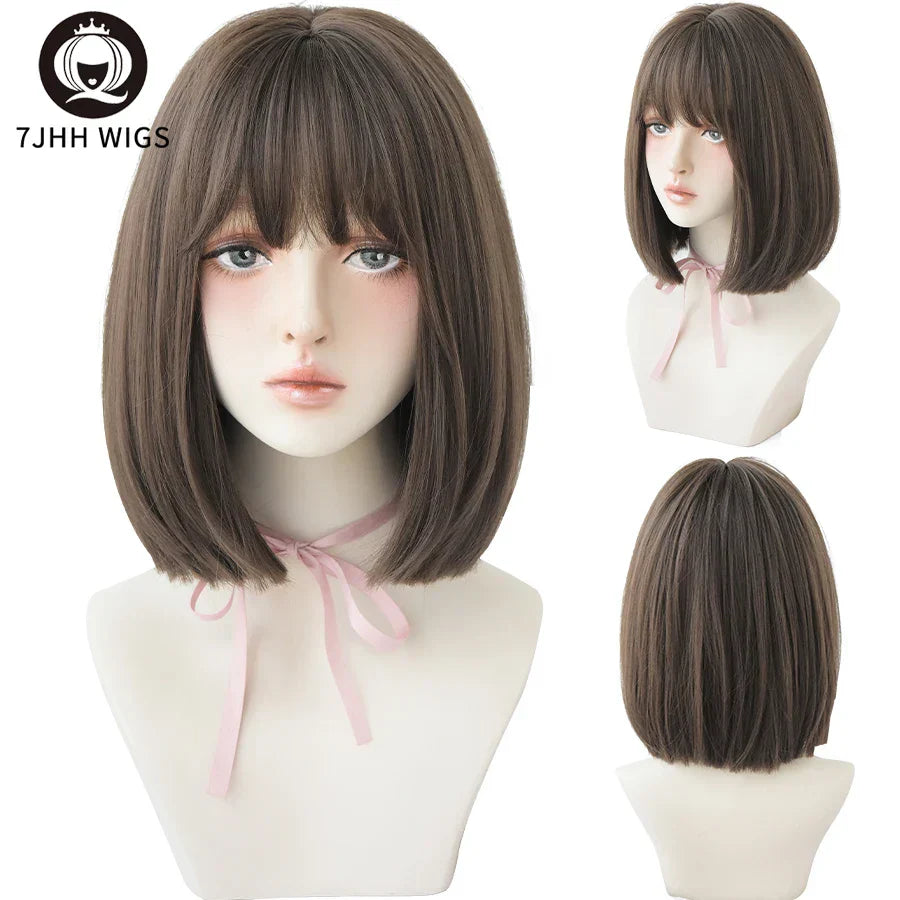 7JHH WIGS Black Short Bob Wig for Girl