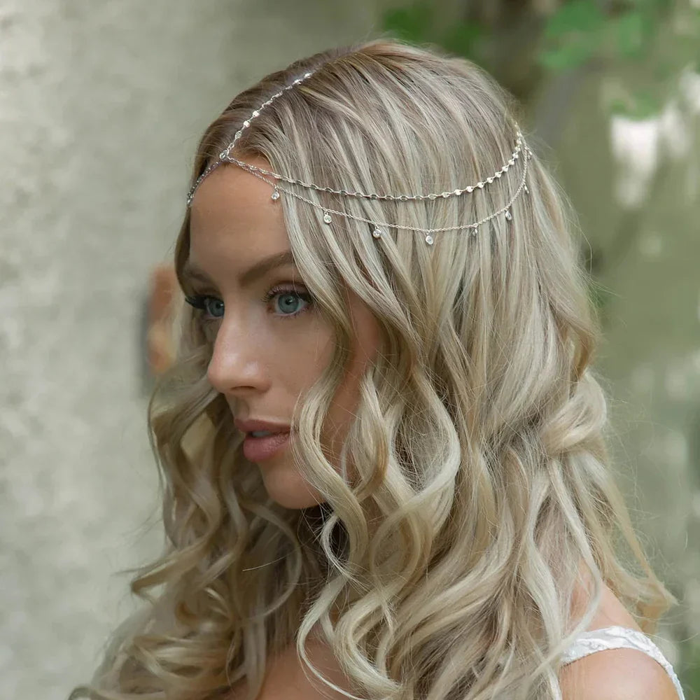 Stonefans Fashion Boho Crystal Head Chain Wedding Hair